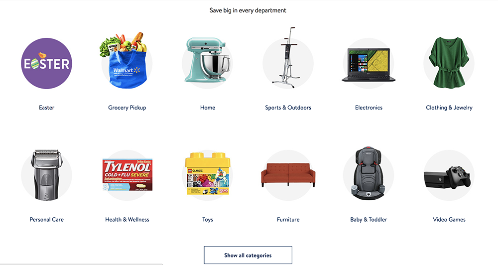 4 Walmart 2 categories